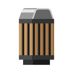 Wooden trash can illustration. Image of trash can for parks and squares.