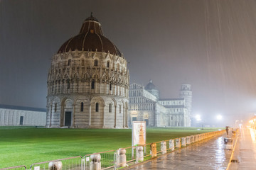 cathedral of pisa under the rain