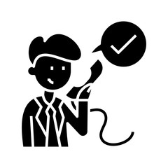 Telephone call black icon, concept illustration, vector flat symbol, glyph sign.