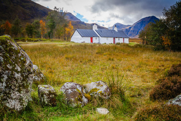 White cottage in the Scottish Highlands