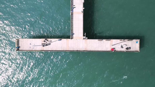 4K Bob Hall Pier Corpus Christi Texas Gulf of Mexico Birdseye Fisherman Fishing