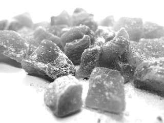 Succade from ginger on white in black and white.