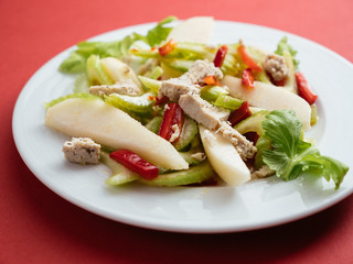 Celery, Pear Salad with Vegan Feta