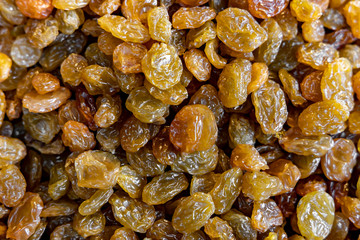 Dry raisins. Raisins as background.
