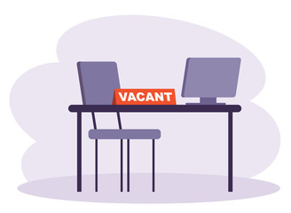 Fototapeta premium Vacancy workplace of future employee. Recruiting agency. Personnel. HR management