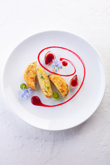 potato pancakes with cranberry sauce