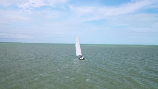 4K Corpus Christi Texas Sail Boat Gulf of Mexico Mustang Island Drone Footage