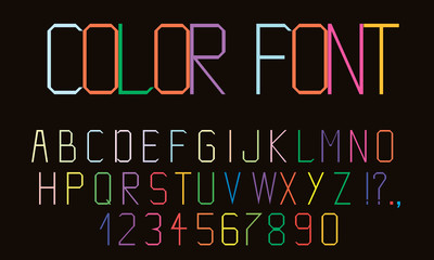Colorful geometric alphabet. Bright modern font. Vector illustration.