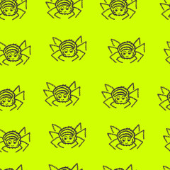 Vector illustration. Bright seamless pattern in the form of spider insects.