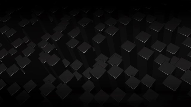 Abstract animated surface from squares. Minimal 3d abstract background in black color gamma