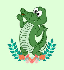 little crocodile cute vector illustration