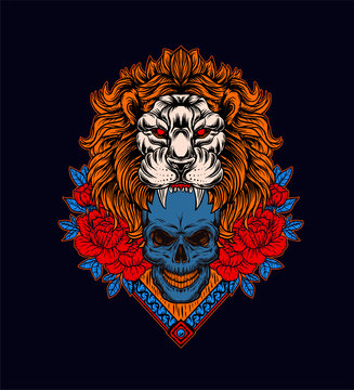lion skull vector illustration