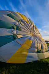 Obraz premium Aerostatic balloon in inflation process with sewn patches.