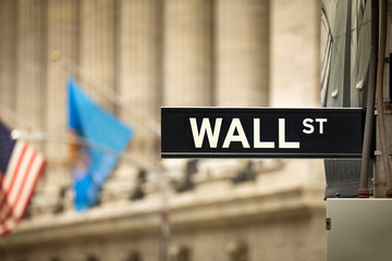 New York stock exchange sign on Wall Street, Manhattan New York USA