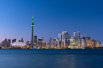 Downtown Toronto Canada cityscape skyline view over Lake Ontario