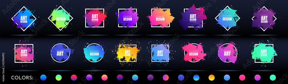 Wall mural vector frame for text. modern art graphics. dynamic frame stylish geometric black background. elemen