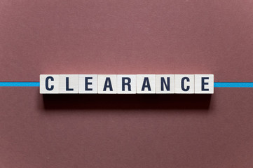 Clearance word concept on cubes