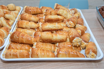 Dough stuffed with egg cheese and ham