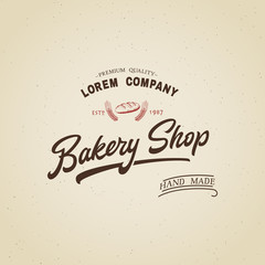 Bakery shop logo template design, vintage badge with calligraphy.