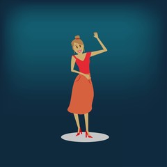 Illustration with dance move woman. 