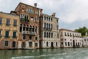 Architecture and facade of the old city buildings of Venice