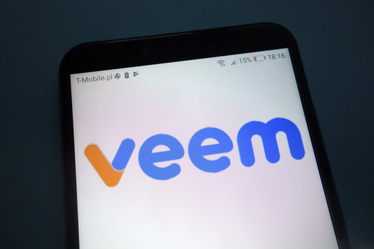 KONSKIE, POLAND - SEPTEMBER 29, 2018: Veem logo on smartphone
