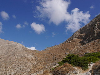 Panoramic view of Mount Mesa Vouno on Santorini island, Greece.