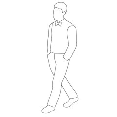  isolated, contour, sketch man is walking