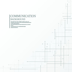 Abstract communication connection lines on white background.