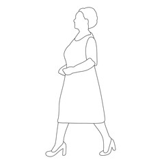 vector, isolated, outline, sketch woman
