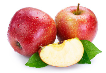 Fresh red apple isolated on white background