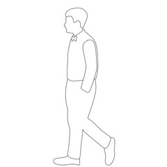 vector, isolated, contour, sketch man is walking