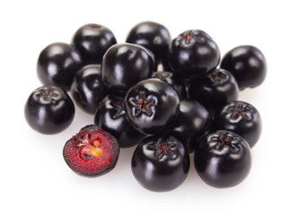 Fresh chokeberry on white background