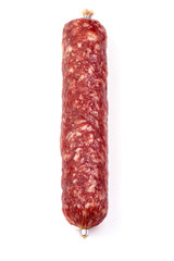Smoked pork Sausage, Dry-cured meat, isolated on white background