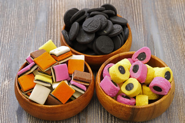 Licorice candies. Sugar flavored licorice.