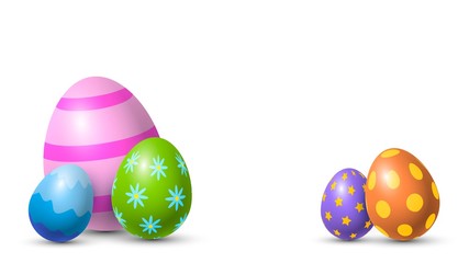 Colorful easter eggs on white background, holiday decoration