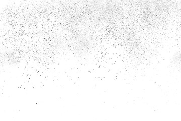 Black grainy texture isolated on white background. Dust overlay. Dark noise granules. Digitally generated image. Vector design elements. Illustration, Eps 10.