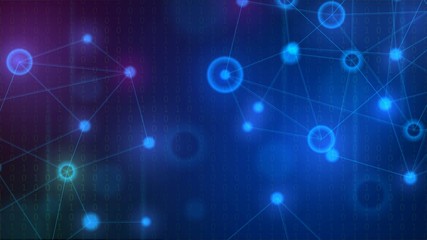 Fototapeta premium Abstract technology background with luminous structure of lines and dots, digital neural network