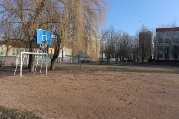 school yard with football pitch