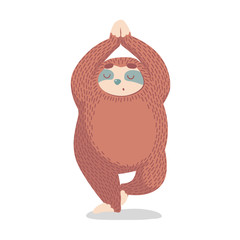 cute cartoon sloth in yoga pose. cartoon animal vector illustration.unique hand drawn vector illustration with 