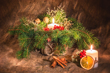 christmas wreath with candles