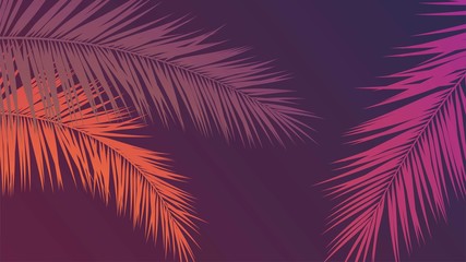 Fototapeta na wymiar Tropical purple background with palm leaves