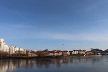 Fototapeta na wymiar Minsk city suburb view whilst walking in spring