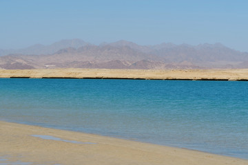 View on Sinai mountains from Ras Mohammed national park in Egypt