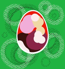 Easter art egg on a green background for decoration