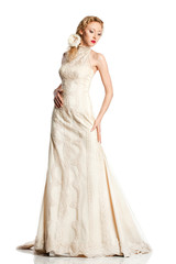 Fototapeta premium Bride in beautiful white dress