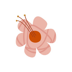 Flat Hawaii One Flower Summer Art Print Vector Illustration in Modern Collage Artistic Trendy Style