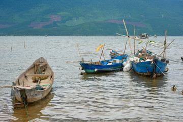 Fototapeta na wymiar Rowboats in Lap An Lagoon, Hue, Vietnam