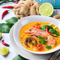 Spicy thai tom yum, yam kung sour soup