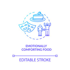 Emotionally comforting food concept icon. Mindful eating, conscious nutrition idea thin line illustration. Psychologically satisfying meal. Vector isolated outline RGB color drawing